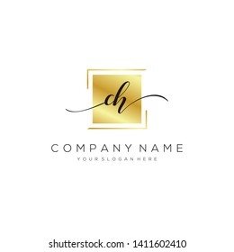 CH handwriting initial logo template vector.
