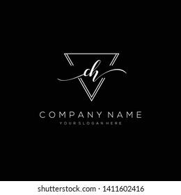 CH handwriting initial logo template vector.