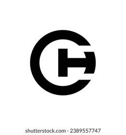 Diseño del logotipo de la letra en monograma del círculo CH o HC