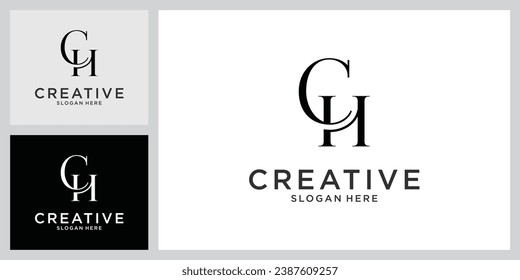 vector de diseño del logotipo de letra inicial CH o HC.