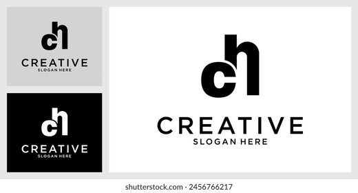 CH or HC initial letter logo design vector.