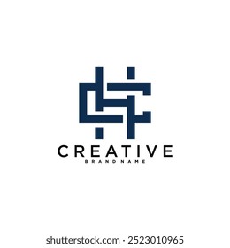 CH or HC letter logo design. Creative C H letter icon. Premium Vector