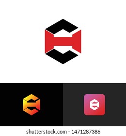 CH hexagon simple logo icon design vector