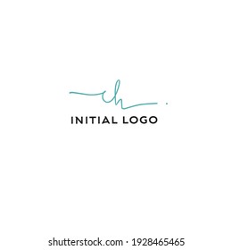 ch Initial handwriting or handwritten logo for identity
with beauty monogram and elegant logo design