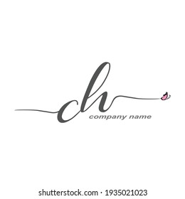 CH Initial, Handwriting logo luxury vector beauty