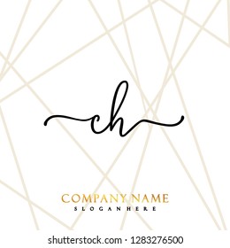 CH Initial Handwriting logo template vector
