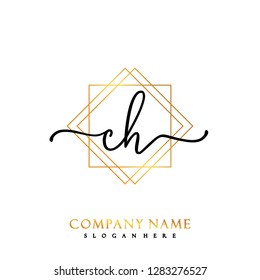 CH Initial Handwriting logo template vector