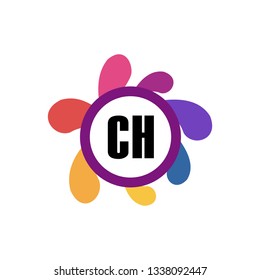 CH  Initial Handwriting logo template vector