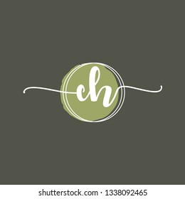 CH  Initial Handwriting logo template vector