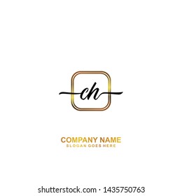 CH Initial handwriting logo template vector