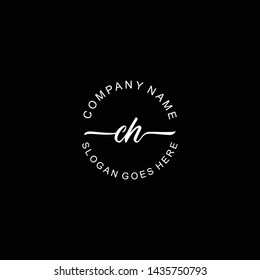 CH Initial handwriting logo template vector