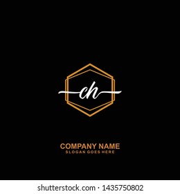 CH Initial handwriting logo template vector