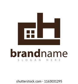 ch initial letter home logo icon vector