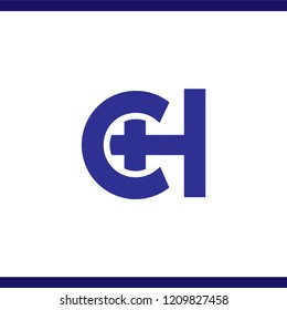 CH Initial Letter with medical Logo Vector template.