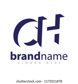 CH initial letter with negative space logo icon vector template