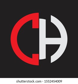 CH Initial Logo design Monogram Isolated on black background