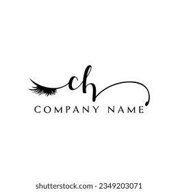 CH logotipo inicial lash logo eyelector moderno