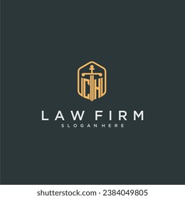 CH initial logo monogram with shield and sword style design for law firm