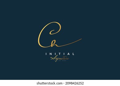 CH Initial Signature Logo or Symbol with Handwriting Style for Wedding, Fashion, Jewelry, Boutique, Botanical, Floral and Business Identity