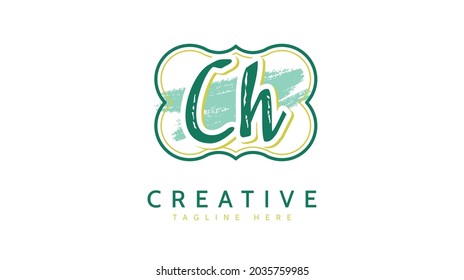 CH Initials, handwriting logo vector