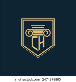 Logo de la firma de abogados CH Initials con elemento de derecho creativo