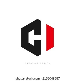 CH letter branding negative space hexagon logo