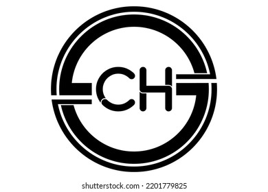 CH letter logo design with circle shape. CH circle and cube shape logo design. CH hexagon vector logo template white and black colors. CH monogram, business and real estate logo.