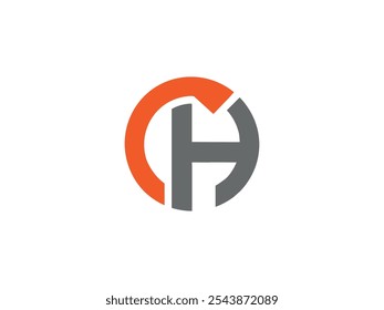 Círculo de design de logotipo de letra CH