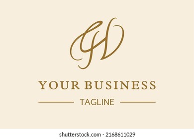 CH letter logo design, monogram, icon, symbol, beautiful lettering C and H monogram logo design style, feminine looks. Very suitable for personal, fashion brand, hotel, beauty clinic etc.