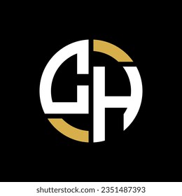 CH letter logo design on black background. CH creative initials letter logo concept.  
