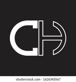CH Letter logo monogram with oval shape negative space design template