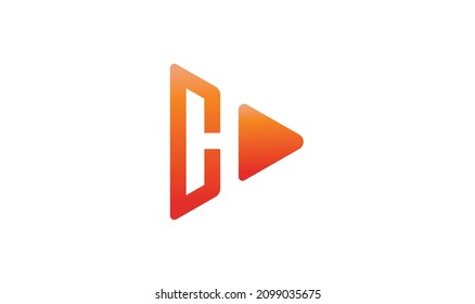 ch letter media play logo design