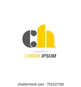 CH  lettering Logo vector isolated on white background