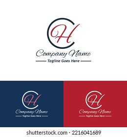 logotipo de letras ch, logotipo de la empresa de ejemplo, diseño de vector sencillo