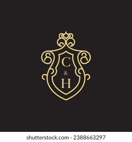 CH line vintage initial logo in high quality professional design that will print well across any print media