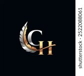ch logo design with feathers