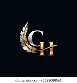 ch logo design with feathers