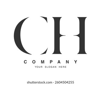 CH logo design. Initial letter c and h serif font style. Creative classic company name typography. Trendy logotype or identity. Vector illustration.