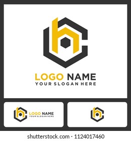 CH logo letter initial, Abstract polygonal Background Logo,