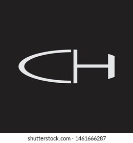 CH Logo letter oval monogram design template with black and white colors