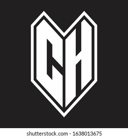 CH Logo monogram with emblem line style isolated on black background