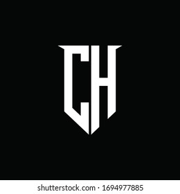 Monograma del logotipo CH con plantilla de diseño de estilo de escudo de emblemas