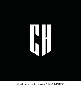 CH logo monogram with emblem style isolated on black background