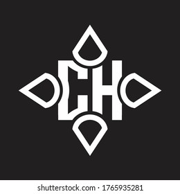 Monograma del logotipo CH con cuatro cono redondeado por la plantilla de diseño de la forma