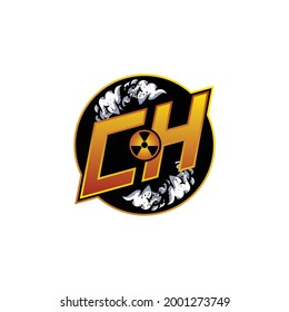 CH Logo Monogram Gaming with Gas Shape designs template vector icon modern