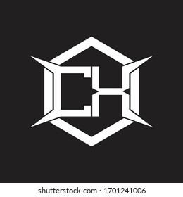 CH Logo monogram with hexagon and four taper shape design template