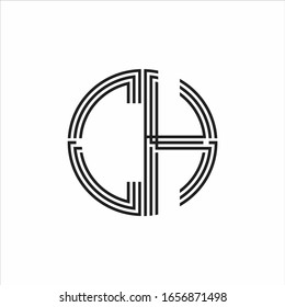CH Logo monogram triple ribbon style line design template isolated on white background