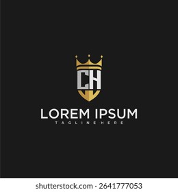 CH luxury letter monogram for crown and shield logo design