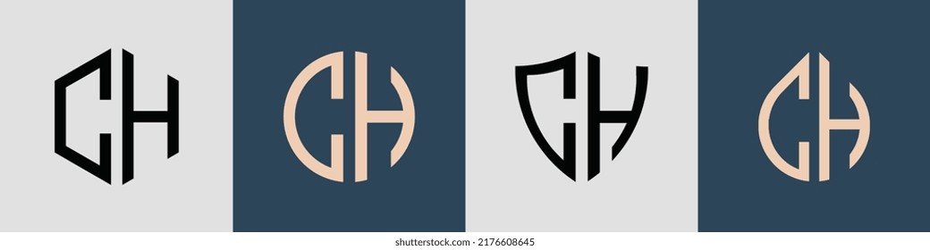 CH modern initial letter logo design vector bundle. It will be suitable for which company or brand name start those initial.