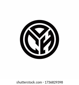 CH monogram logo with circle outline design template isolated on white background